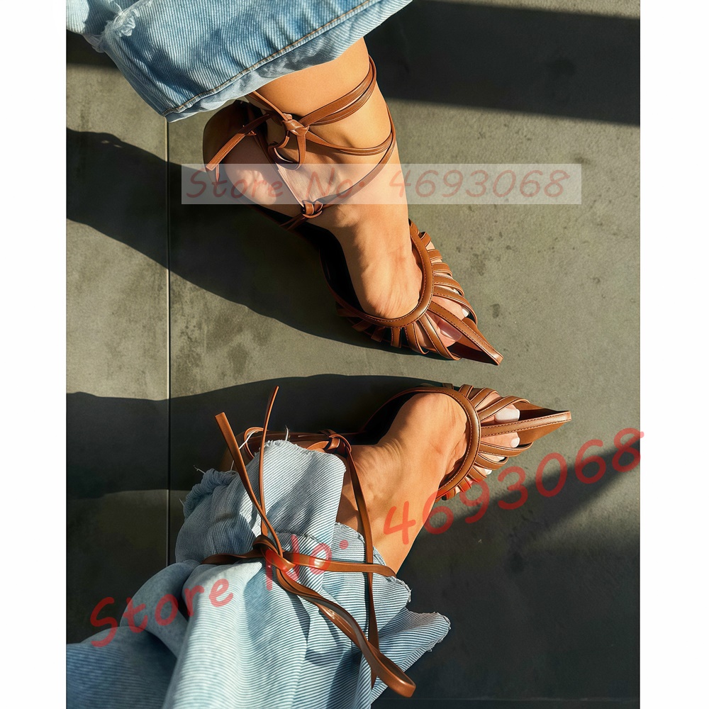 Brown Pointy Toe Caged Sandals - Crossfit Lady recension och pris
